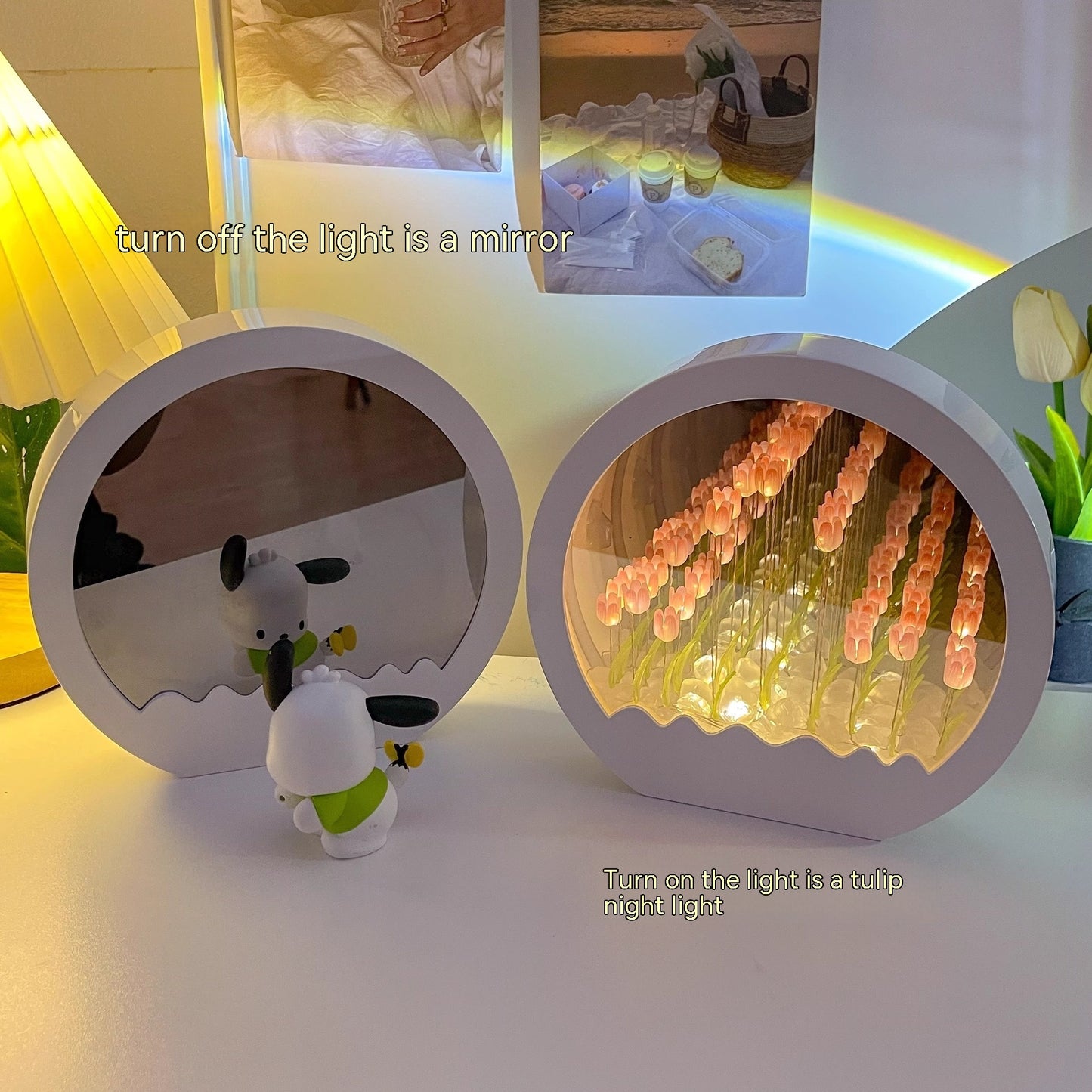 DIY Cloud Tulip Mirror Lamp - Aesthetic Gen-Z Decor | Aesthetic Ambient Lighting - Homeyviz.com