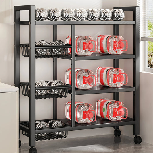 Storage Rack | Multi-functional 4 Layer Black Metal Cabinet Organizer | Removable Vegetable & Fruit Rack - Homeyviz Home & Decor