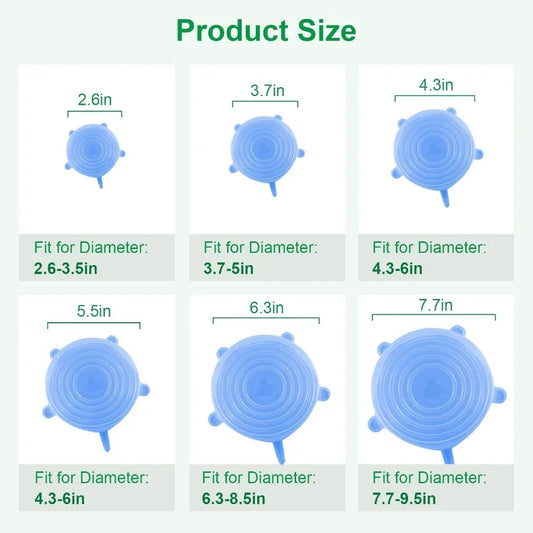 Silicone Stretch Lids | Reusable Food Covers for Kitchen Storage | Flexible Fits Bowls & Containers - Homeyviz Home & Decor