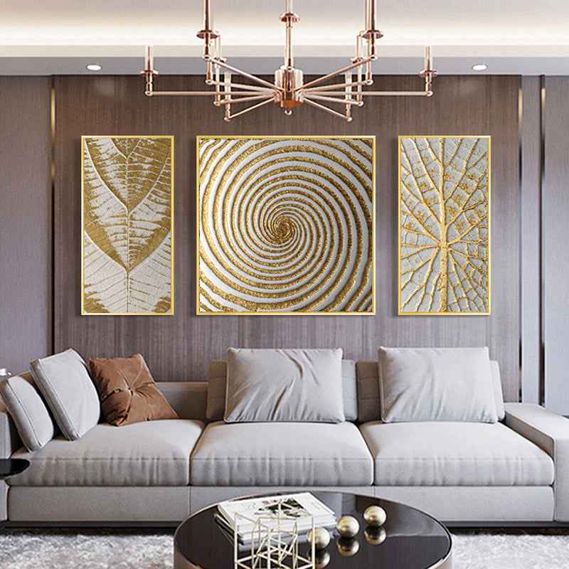 Set Of Luxury Abstract Golden Canvas Wall Art | Luxury Canvas Wall Art - Homeyviz.com