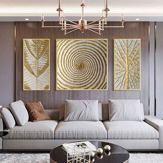 Set Of Luxury Abstract Golden Canvas Wall Art | Luxury Canvas Wall Art - Homeyviz.com