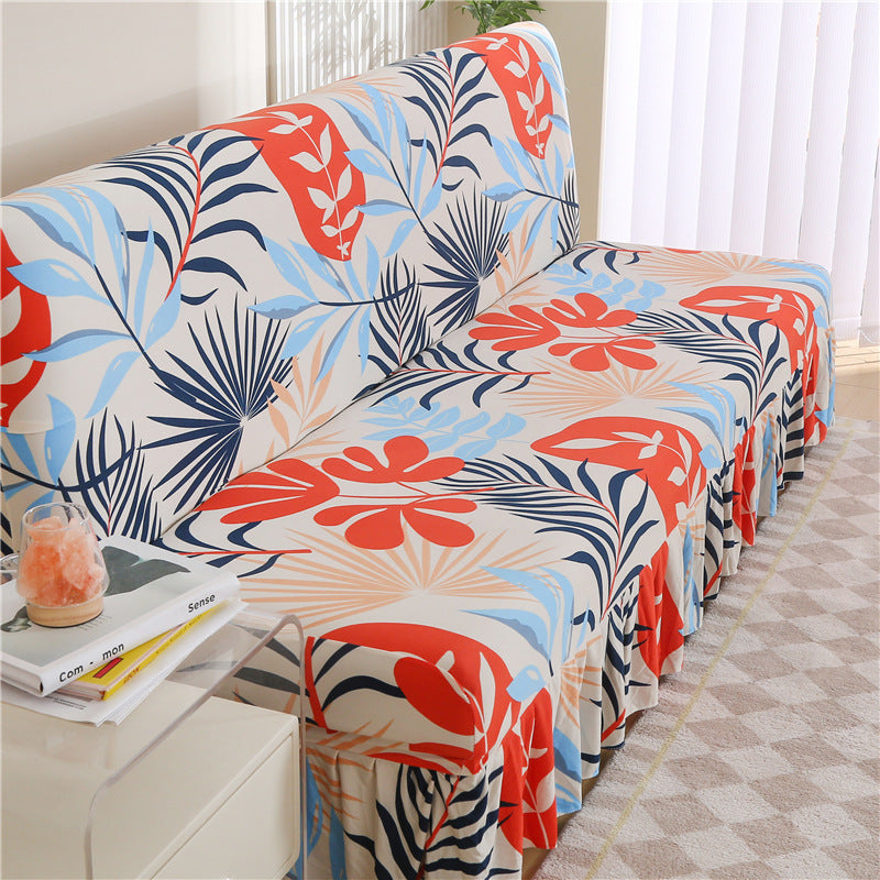 Armless Sofa Cover – Full-Encasing Foldable Slipcover with Skirted Hem - Homeyviz.com