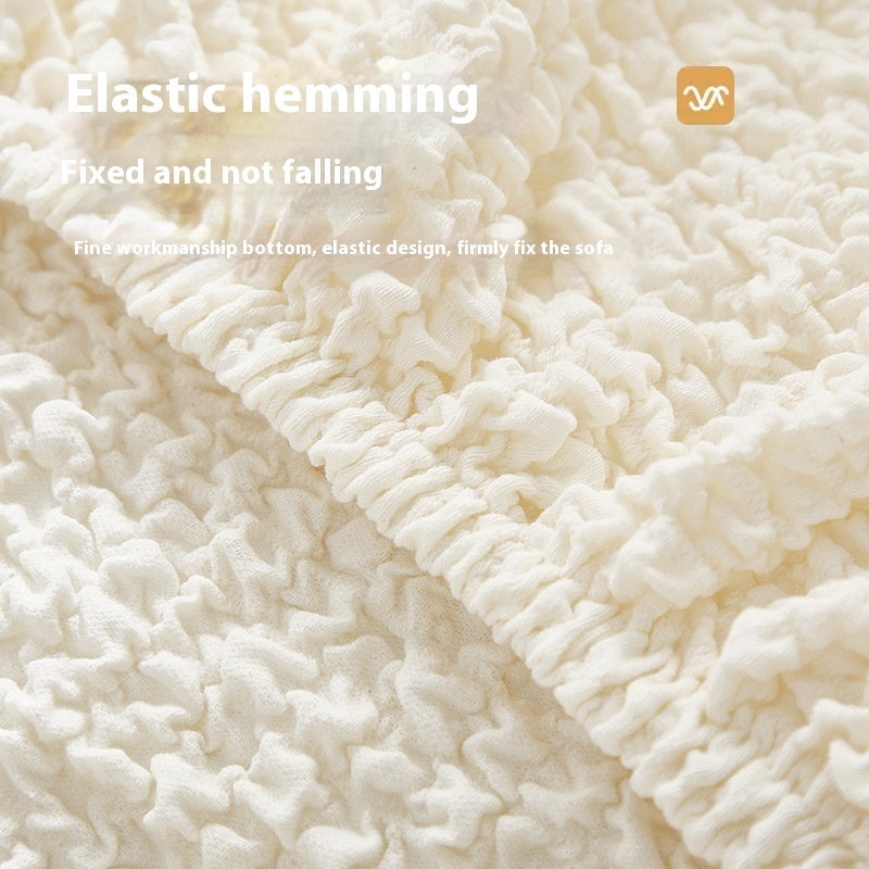 European Cream Bubble Textured Stretch Sofa Cover - Homeyviz.com