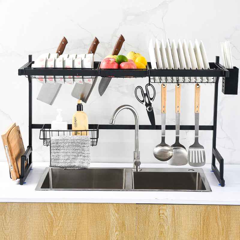 Stainless Steel Sink Dish Drying Rack with Chopstick Holder - Homeyviz.com