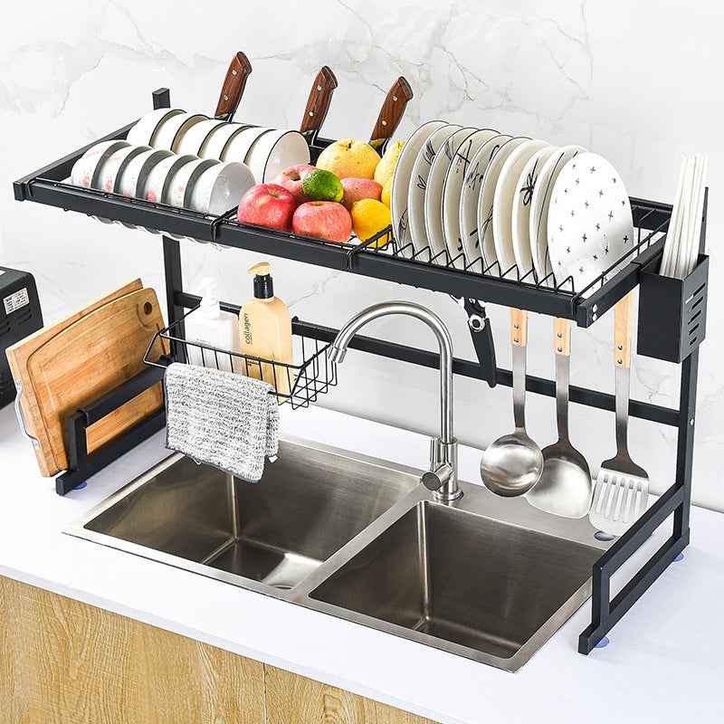 Stainless Steel Sink Dish Drying Rack with Chopstick Holder - Homeyviz.com