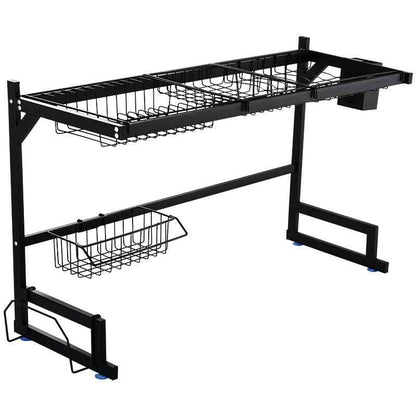 Stainless Steel Sink Dish Drying Rack with Chopstick Holder - Homeyviz.com