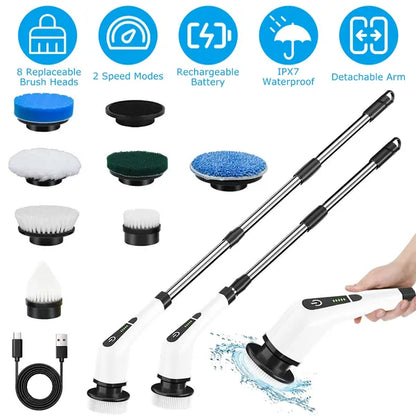 Electric Spin Scrubber - Power Cleaning Brush with 8 Heads | Electric Spin Scrubber - Homeyviz.com