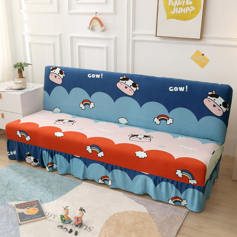 Stretch Slipcover For Armless Bed Full-Encasing Simple Foldable Sofa Cover With Skirted Hem | Stretch Sofa Slipcover - Homeyviz.com