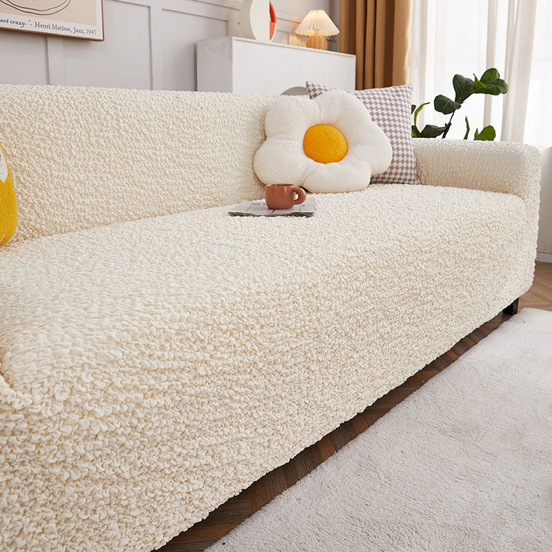 European Cream Bubble Textured Stretch Sofa Cover - Homeyviz.com
