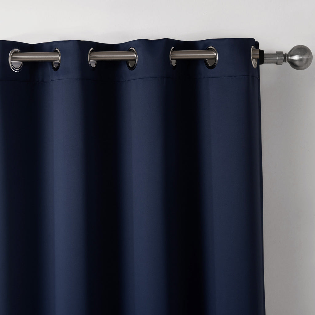 Dark Blue Bedroom Blackout Fabric Printed Curtains - Homeyviz Home & Decor