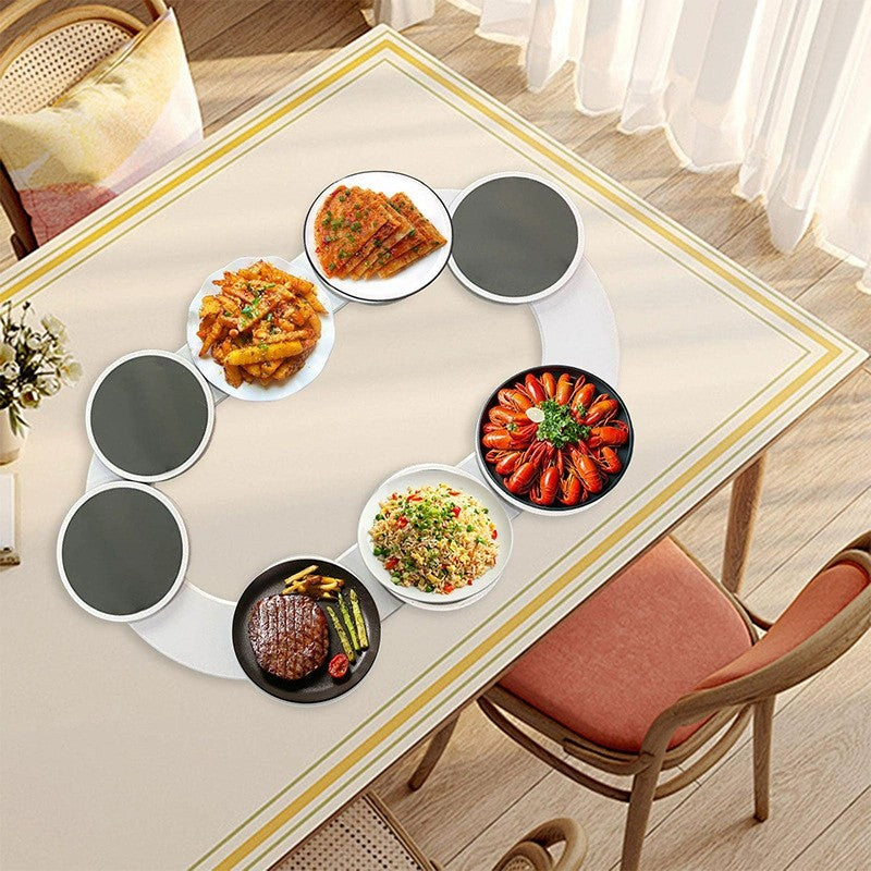 360° Lazy Susan Turntable Serving Tray – 8-Plate Rotating Dining Organizer
