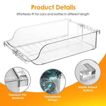 Adjustable 4-Pack Clear Soda Can Organizer – Fridge & Pantry Drink Dispenser