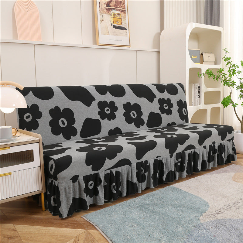 Stretch Slipcover For Armless Bed Full-Encasing Simple Foldable Sofa Cover With Skirted Hem | Stretch Sofa Slipcover - Homeyviz.com