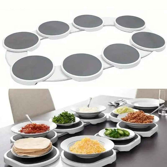 360° Lazy Susan Turntable Serving Tray – 8-Plate Rotating Dining Organizer