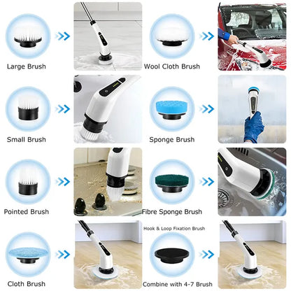 Electric Spin Scrubber - Power Cleaning Brush with 8 Heads | Electric Spin Scrubber - Homeyviz.com