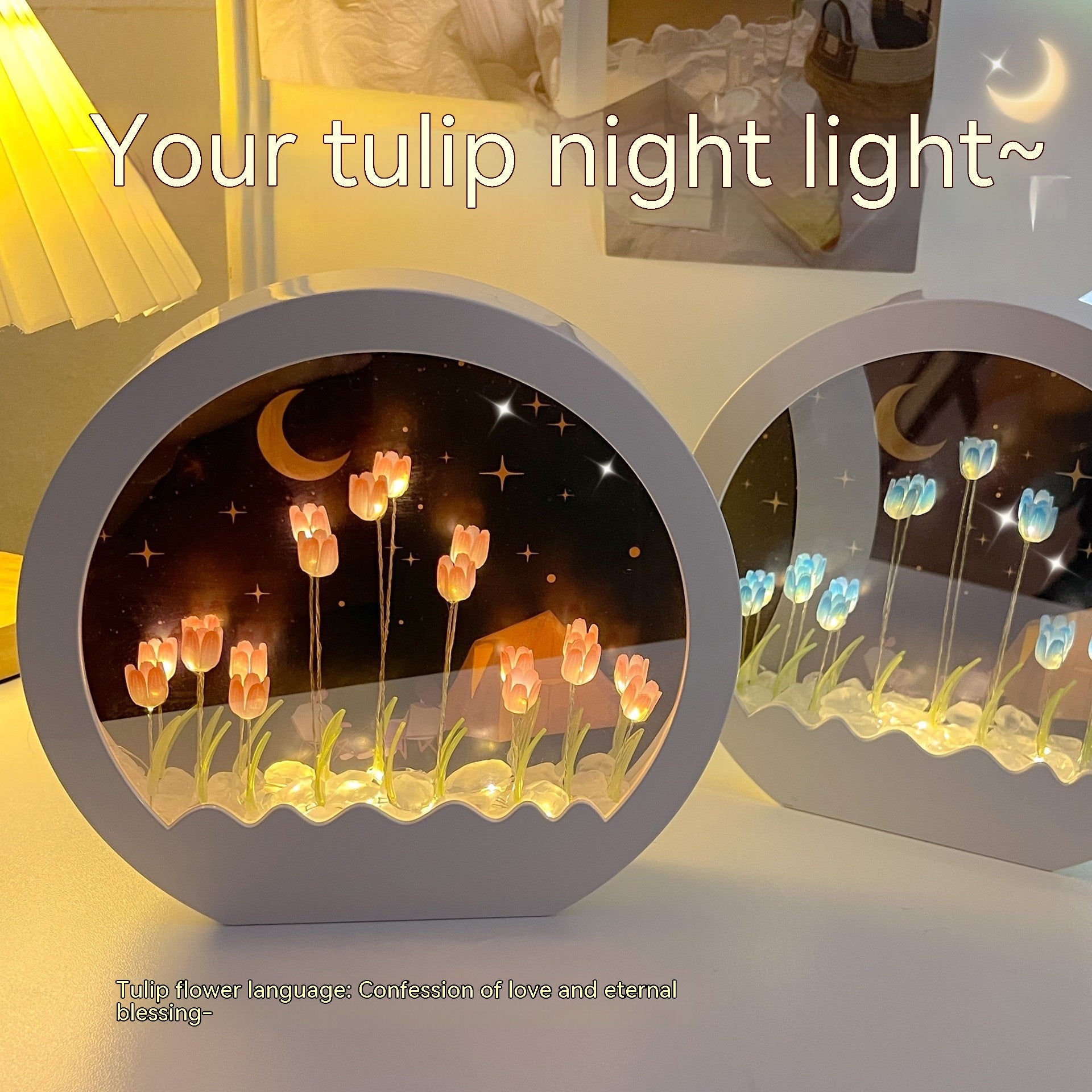 DIY Cloud Tulip Mirror Lamp - Aesthetic Gen-Z Decor | Aesthetic Ambient Lighting - Homeyviz.com