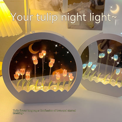 DIY Cloud Tulip Mirror Lamp - Aesthetic Gen-Z Decor | Aesthetic Ambient Lighting - Homeyviz.com