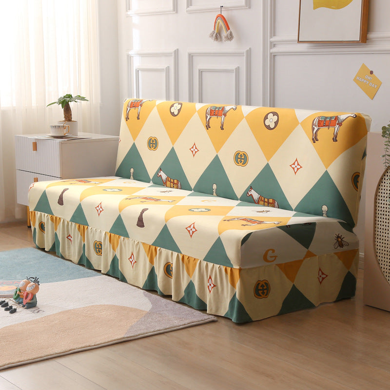 Stretch Slipcover For Armless Bed Full-Encasing Simple Foldable Sofa Cover With Skirted Hem | Stretch Sofa Slipcover - Homeyviz.com