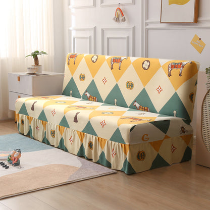 Stretch Slipcover For Armless Bed Full-Encasing Simple Foldable Sofa Cover With Skirted Hem | Stretch Sofa Slipcover - Homeyviz.com