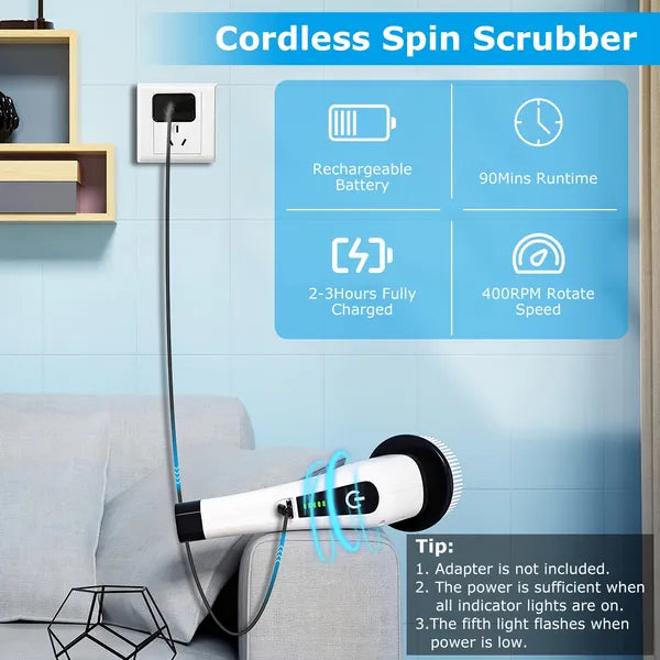 Electric Spin Scrubber - Power Cleaning Brush with 8 Heads | Electric Spin Scrubber - Homeyviz.com