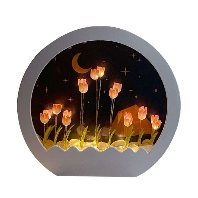 DIY Cloud Tulip Mirror Lamp - Aesthetic Gen-Z Decor | Aesthetic Ambient Lighting - Homeyviz.com