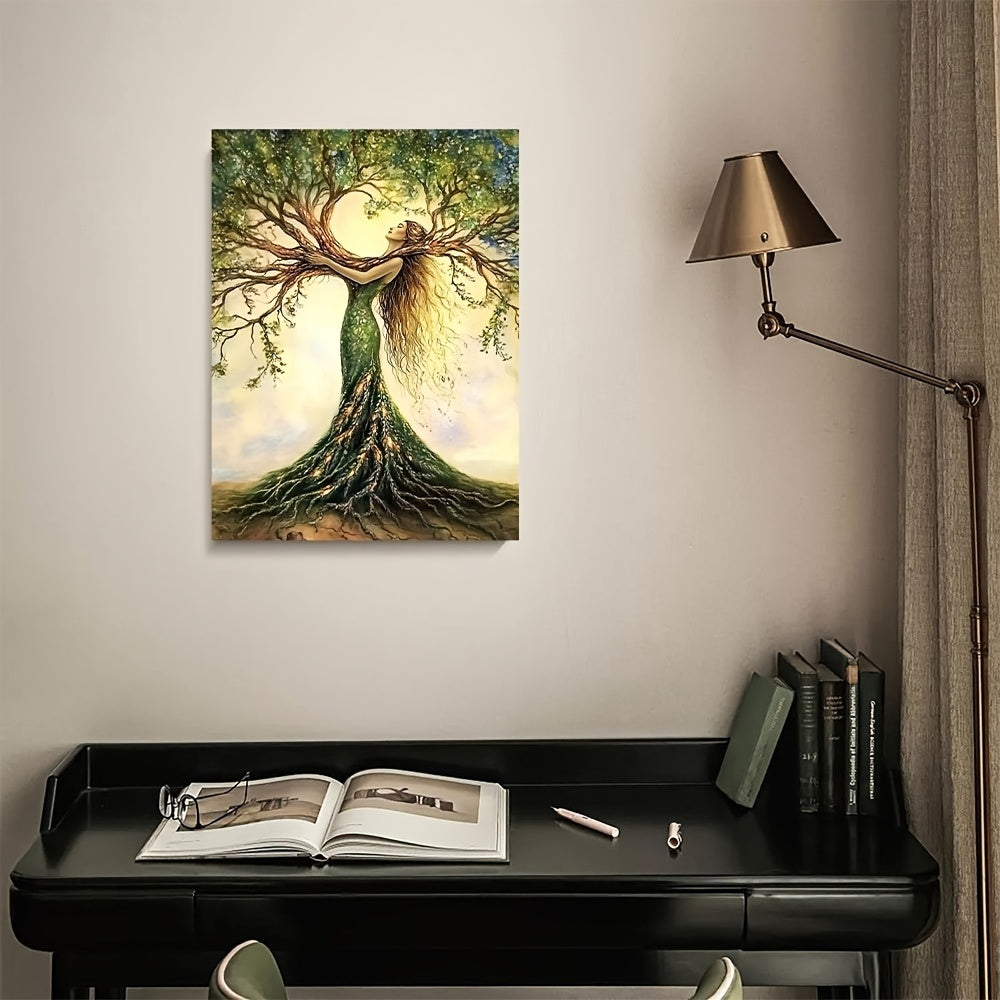 Room Decor 1pc Tree Of Life Canvas Art Print, Wooden Framed Nature-Inspired Wall Decor For Living Room, Bedroom, Office, Cafe - Unique Gift Idea, Creative Home Decoration--Selling On Temu Is Prohibite