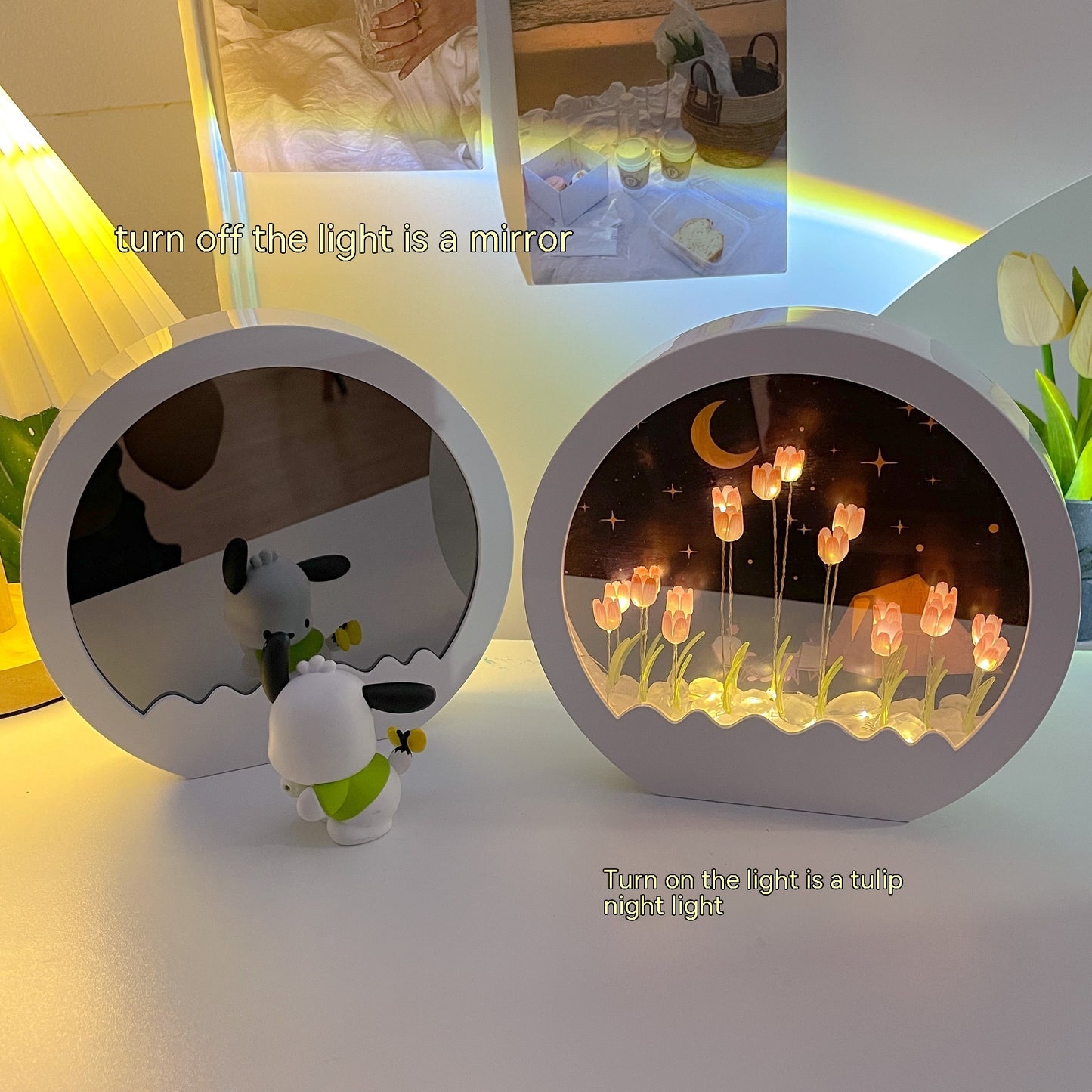 DIY Cloud Tulip Mirror Lamp - Aesthetic Gen-Z Decor | Aesthetic Ambient Lighting - Homeyviz.com