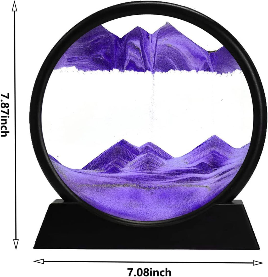 3D Dynamic Sand Art Liquid Motion, Moving Sand Art Picture Round Glass 3D Deep Sea Sandscape In Motion Display Flowing Sand Painting Relaxing Desk Toys