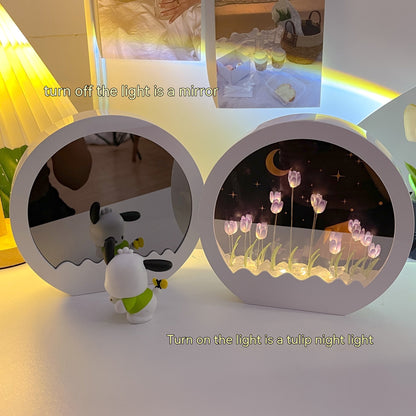 DIY Cloud Tulip Mirror Lamp - Aesthetic Gen-Z Decor | Aesthetic Ambient Lighting - Homeyviz.com