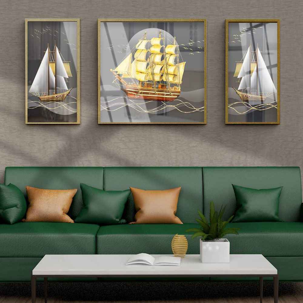 Set Of Luxury Abstract Golden Canvas Wall Art | Luxury Canvas Wall Art - Homeyviz.com