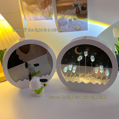 DIY Cloud Tulip Mirror Lamp - Aesthetic Gen-Z Decor | Aesthetic Ambient Lighting - Homeyviz.com