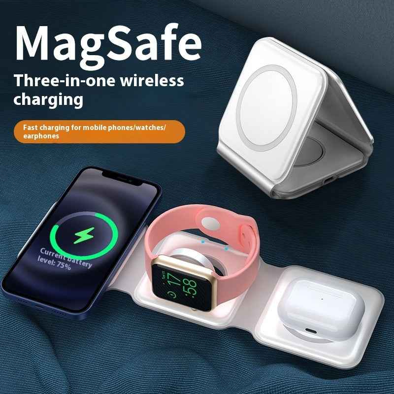 3-in-1 Magnetic Wireless Charging Stand – Foldable Phone & Device Charger