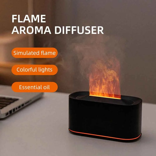 Essential Oil Diffuser   Colorful Flame Diffuser Humidifier   7 Colour Lights, Noiseless with Auto Off