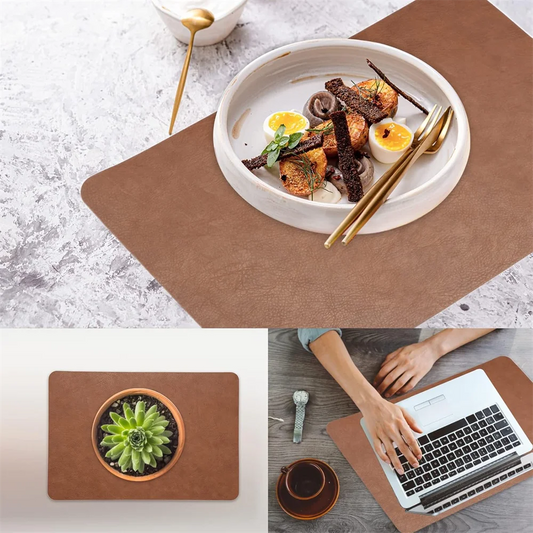 Leather Placemats Set (1/4/6pcs) | Waterproof, Heat Resistant & Non-Slip PU Table Mats - Homeyviz Home & Decor