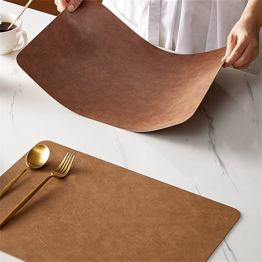 Leather Placemats Set (1/4/6pcs) | Waterproof, Heat Resistant & Non-Slip PU Table Mats - Homeyviz Home & Decor