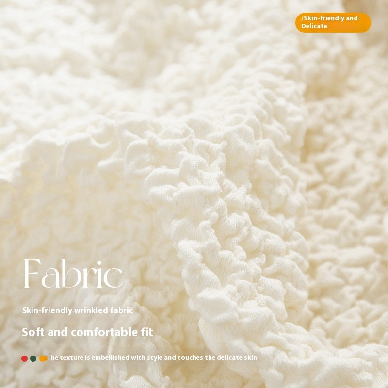 European Cream Bubble Textured Stretch Sofa Cover - Homeyviz.com