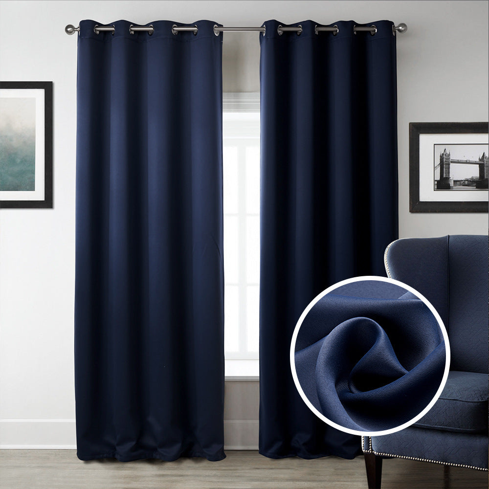 Dark Blue Bedroom Blackout Fabric Printed Curtains - Homeyviz Home & Decor