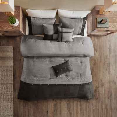 Comforter Set  Luxurious Faux Suede 7 Piece Bedding Set