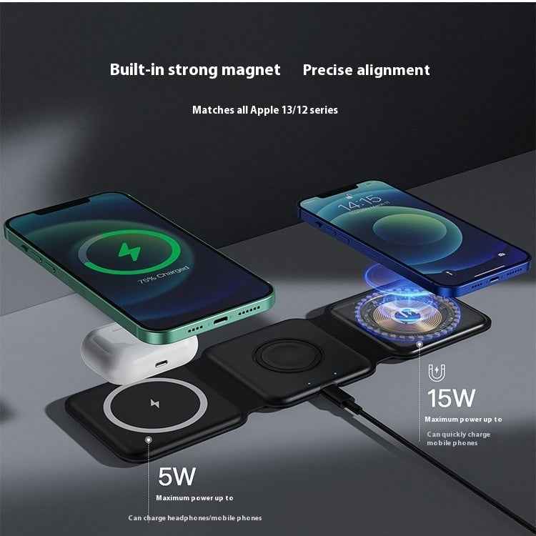 3-in-1 Magnetic Wireless Charging Stand – Foldable Phone & Device Charger