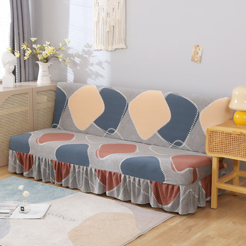 Stretch Slipcover For Armless Bed Full-Encasing Simple Foldable Sofa Cover With Skirted Hem | Stretch Sofa Slipcover - Homeyviz.com