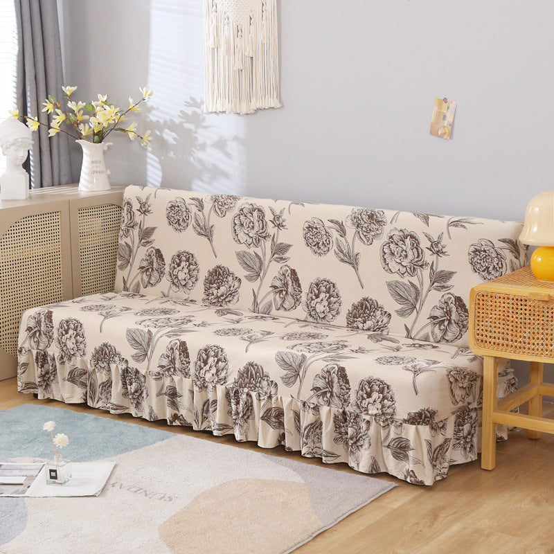Stretch Slipcover For Armless Bed Full-Encasing Simple Foldable Sofa Cover With Skirted Hem | Stretch Sofa Slipcover - Homeyviz.com