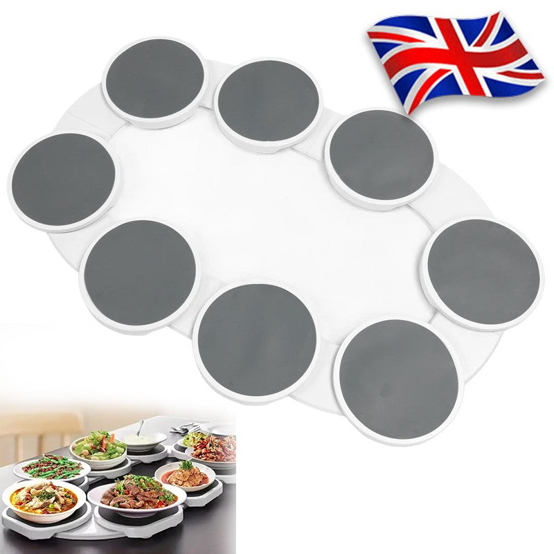 360° Lazy Susan Turntable Serving Tray – 8-Plate Rotating Dining Organizer