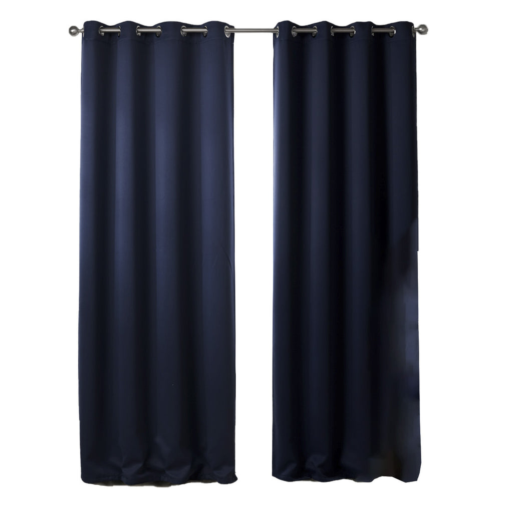 Dark Blue Bedroom Blackout Fabric Printed Curtains - Homeyviz Home & Decor