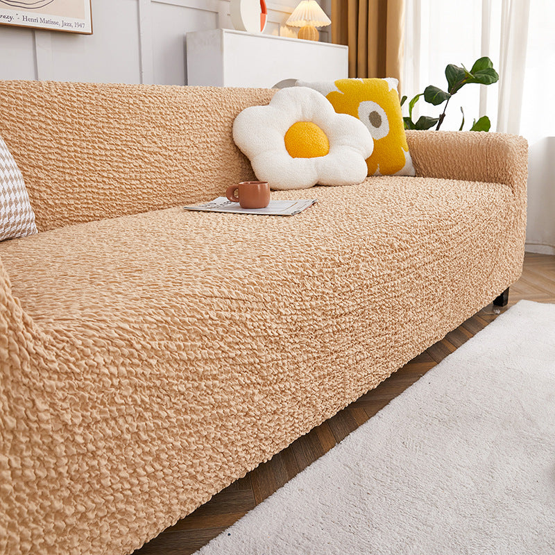 European Cream Bubble Textured Stretch Sofa Cover - Homeyviz.com