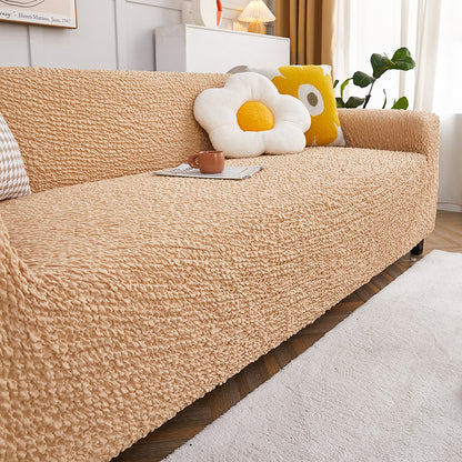 European Cream Bubble Textured Stretch Sofa Cover - Homeyviz.com