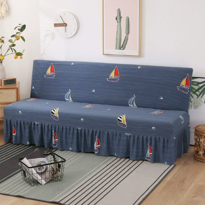 Stretch Slipcover For Armless Bed Full-Encasing Simple Foldable Sofa Cover With Skirted Hem | Stretch Sofa Slipcover - Homeyviz.com