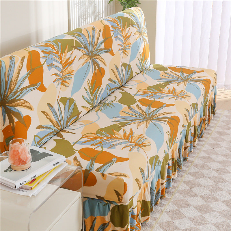 Armless Sofa Cover – Full-Encasing Foldable Slipcover with Skirted Hem - Homeyviz.com