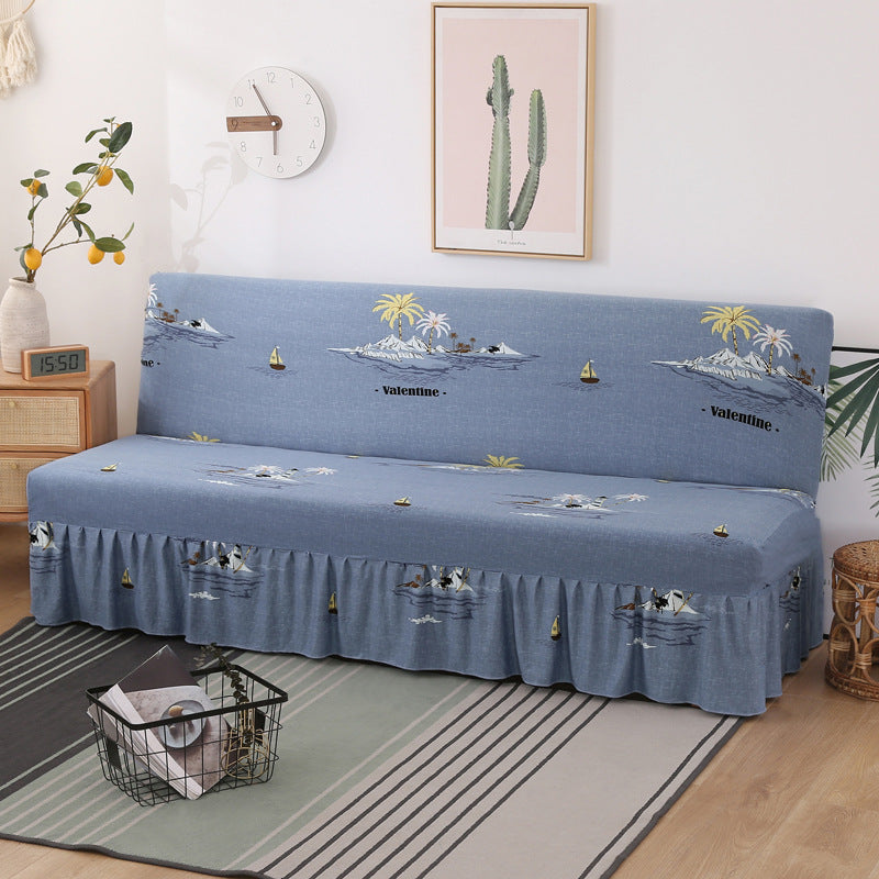 Armless Sofa Cover – Full-Encasing Foldable Slipcover with Skirted Hem - Homeyviz.com