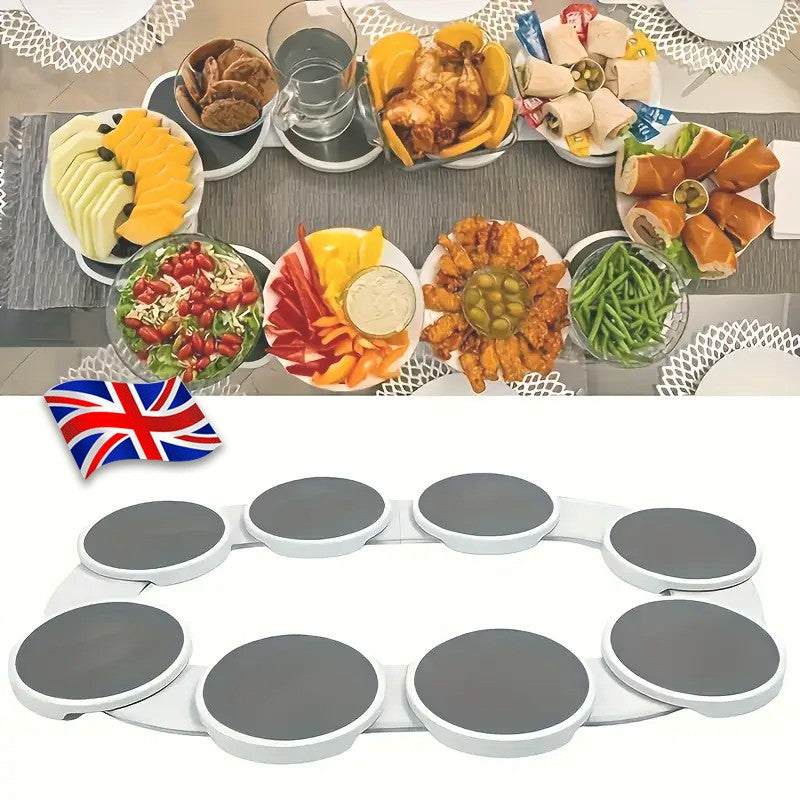 360° Lazy Susan Turntable Serving Tray – 8-Plate Rotating Dining Organizer