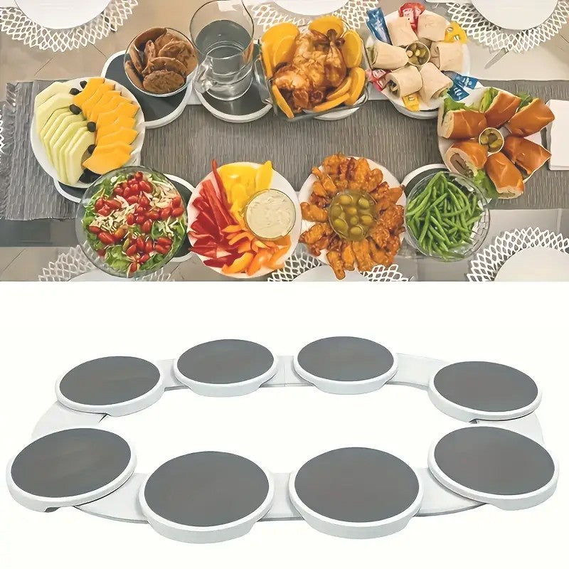 360° Lazy Susan Turntable Serving Tray – 8-Plate Rotating Dining Organizer